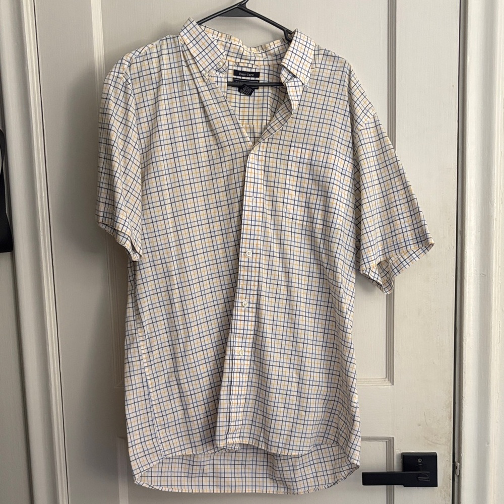 Beige and Blue Plaid Shirt